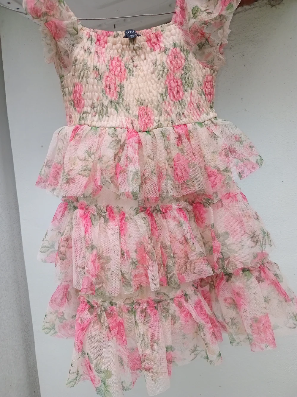 Zunie Pink Floral Tiered Ruffle Dress for Kids